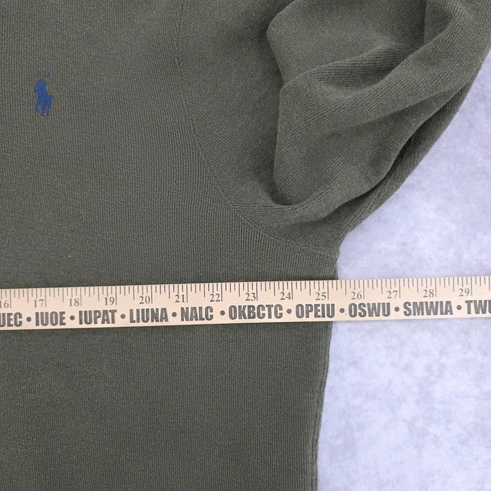 Polo Ralph Lauren Mens XL Shawl Collar Cotton Sweater Olive Green Blue Pony Logo